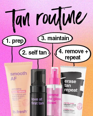 B.Tan I Want The Darkest Tan Possible Self Tan Mousse Unisex 6.7 oz (Pack of 2) - tan routine. 1 prep 2 self tan 3 maintain 4 remove and repeat