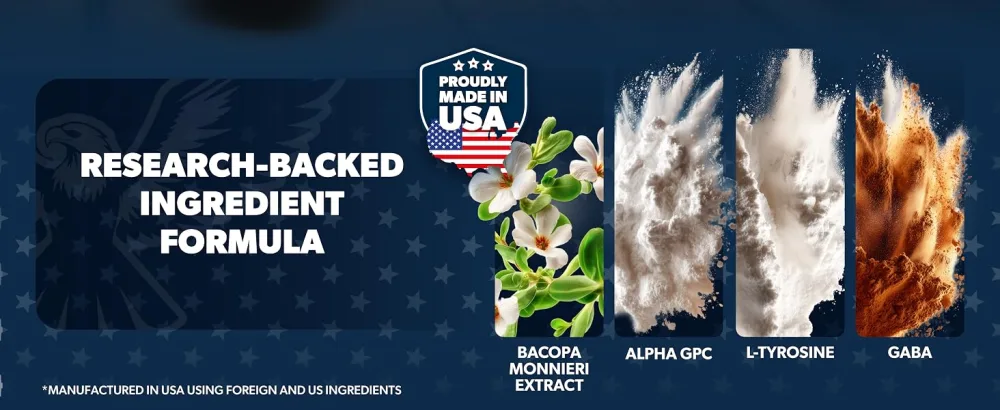 AMERICAN VITALITY Brain Formula with Niacin Vitamin B6 & GABA Provides Nutritional Support for Brain Health & Mental Performance* 60 Capsules - Brain Formula - Ingredients