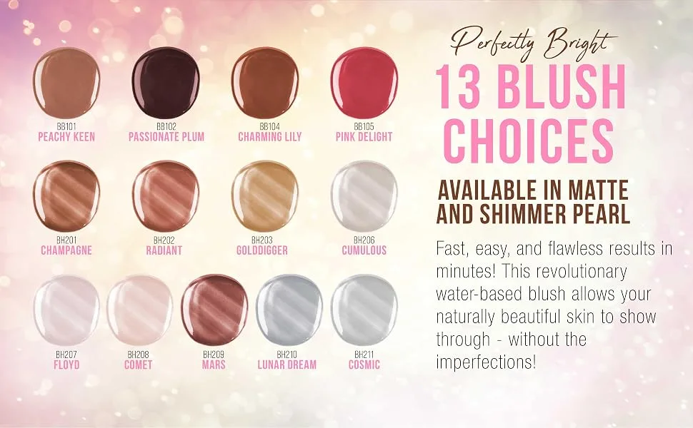 Belloccio's Professional Flawless Airbrush Makeup Highlighter-Shimmer COMET Half Ounce - 13 Blush Choices