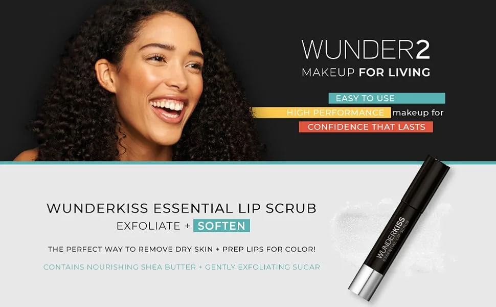 WUNDERBROW LIPS Makeup Lip Scrub Exfoliator Sugar Shea Butter Scrub Stick For Nourished Lips  one size - Wunder2 wunderbrow lip scrub shea butter exfoliator oil wunderkiss profesional moisturizer sugar