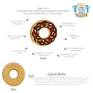 Silli Chews Teething Wafer Pain Relief Safe Silicone Teether Textured Soft Flexible Funny Food Teething Toy - Chocolate Donut (Doughnut) Silly Chew Toy - Chocolate Donut Kids Toy