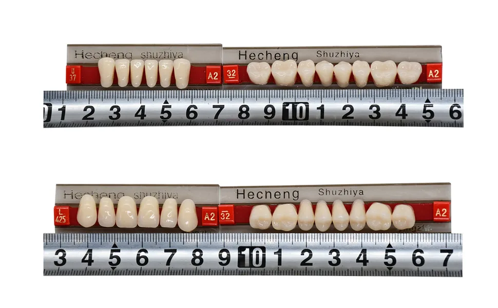 Angzhili 84 Pcs Dental Complete Acrylic Resin Denture False Teeth 3 Sets Synthetic Polymer Resin Denture Teeth 23 Shade A2 Upper + Lower Dental Materials - Size