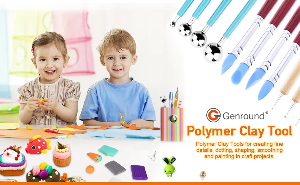 Polymer Clay Tools  Genround 25 Pcs Polymer Clay Sculpting Tools with Storage Bag Modeling Clay Tools Clay Sculpting Tools for Kids - clay tool