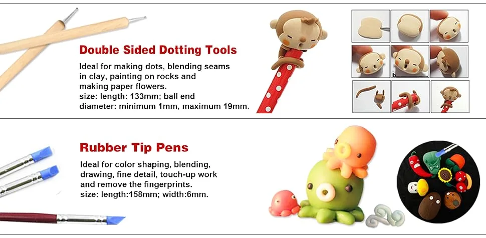 Polymer Clay Tools  Genround 25 Pcs Polymer Clay Sculpting Tools with Storage Bag Modeling Clay Tools Clay Sculpting Tools for Kids - product information 4