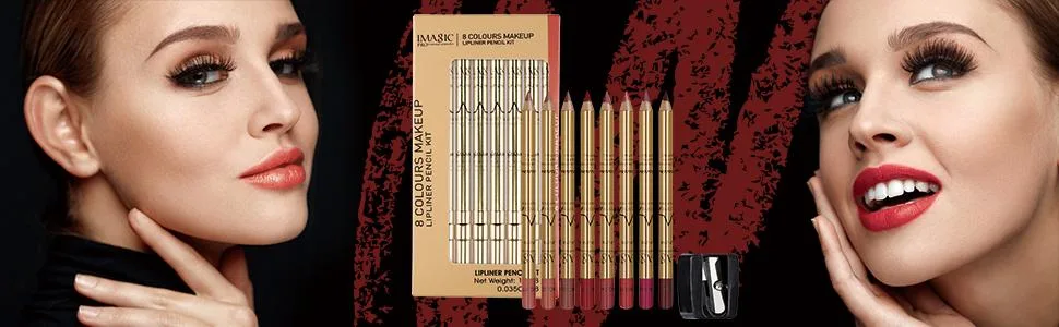 CCbeauty Lip Liners Pencil Set  Premium Waterproof Smooth Slim Lip Pencils  Long Lasting Matte Makeup Lipliners 8 Color Set with Sharpener - lip liner