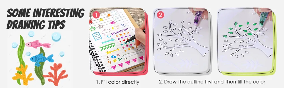 12 Pieces Drawing Loose Leaf Stencils Scale Template Sets Journal Diary Notebook 8-Ring Paper Inserts for Painting Card Craft Projects and Scrapbooking DIY Albums (Style 1) - product information 4