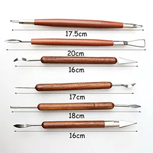 Fashion Road 6Pcs Clay Sculpting Tools  Clay Tools Pottery Tools Wooden Handle Double-Sided Set for Pottery Ceramics Sculpting Brown - product information 3