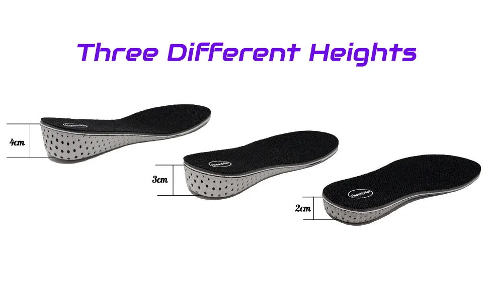 HappyStep Full Length Memory Foam Height Increase Insoles for Men Size 5-10 (1 Pair 2cm + 1 Pair 3cm) Men 2cm+3cm Men - height increase