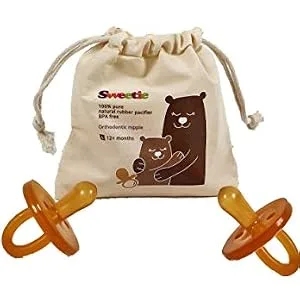 SWEETIE Rubber Pacifier Natural Rubber Natural Rubber Pacifier with Symmetrical Nipple 1 (12-18 Large) - Packaging