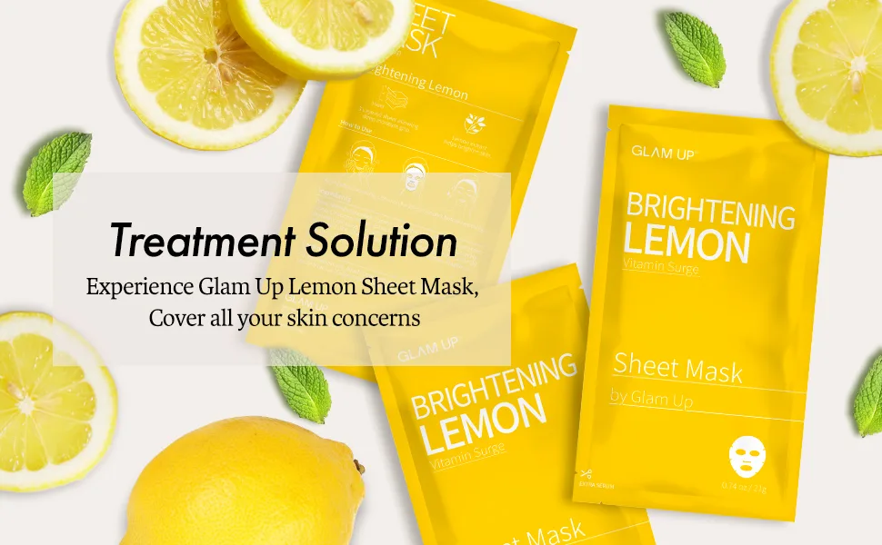 GLAM UP Sheet Mask Brightening Lemon (10 sheets) - Glam Up Lemon Sheet Mask