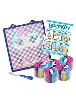 LatchKits Mini-Rug Sewing Kit The Classic Latch Hook Craft Kit - Owl - Hook and Loop