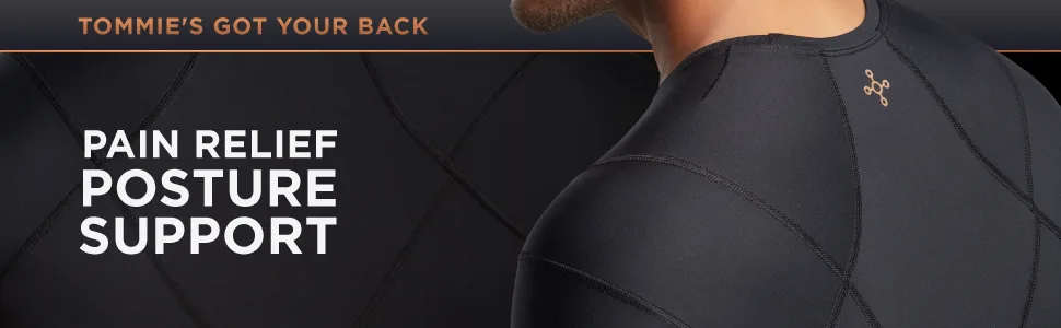 Tommie Copper Men's Pro-Grade Shoulder Support Shirt I UPF 50  Breathable  Short Sleeve Shirt  Upper Body & Posture Support Black Large - 0873MR BANNER