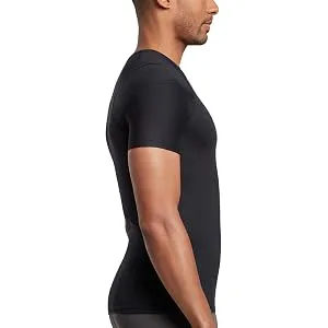 Tommie Copper Men's Pro-Grade Shoulder Support Shirt I UPF 50  Breathable  Short Sleeve Shirt  Upper Body & Posture Support Black Large - 0873MR SIDE