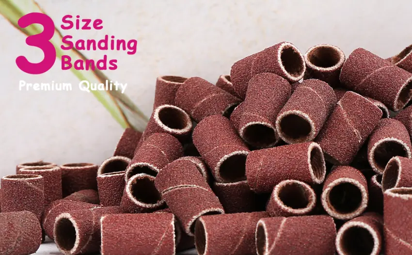Belle 300 Pcs Sanding Bands for Nail Drill Professional Nail Manicure 80 120 180 Grit File Sand Piece Set For Nail Drill Bits Brown - nail sanding bands e-file sanders sanding bands for nail drill #180 #120 #80
