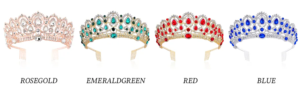 BABEYOND Vintage Crystal Queen Crown Tiara Rhinestone Wedding Princess Tiara Headband with Comb Pin Silver - product information 3