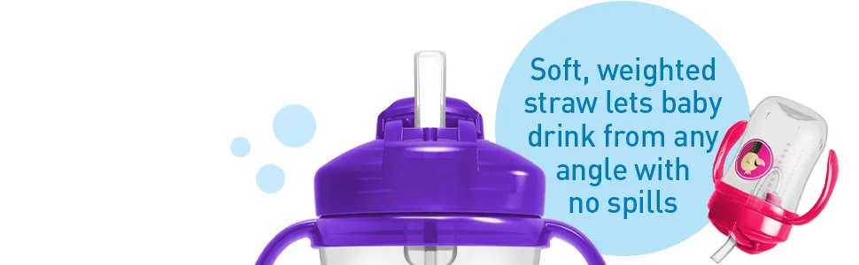 Dr. Brown's Baby's First Straw Cup Replacement Kit - Soft, weighted straw lets baby drink from any angle with no spills
