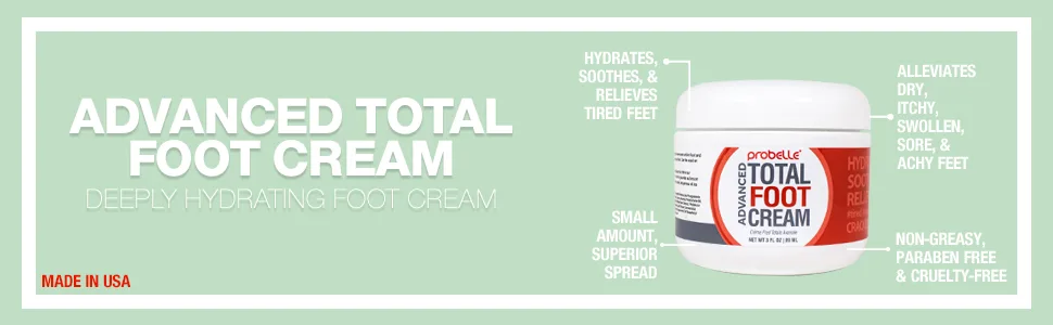 Probelle Advanced Total Foot Cream: Soothes  Hydrates  Rejuvenates Skin For Rough  Dry  Cracked & Sore Feet  3 Ounces - Advanced total foot cream hydrating soothes relieves tired feet smal amount superior spread