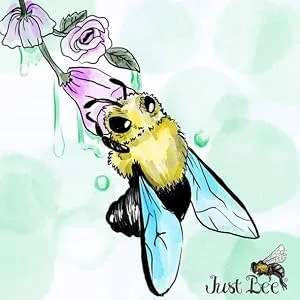Just Bee 100% Natural Organic Naturally Gathered Beeswax Lotion Bar (Patchouli Geranium) - Bee and flower