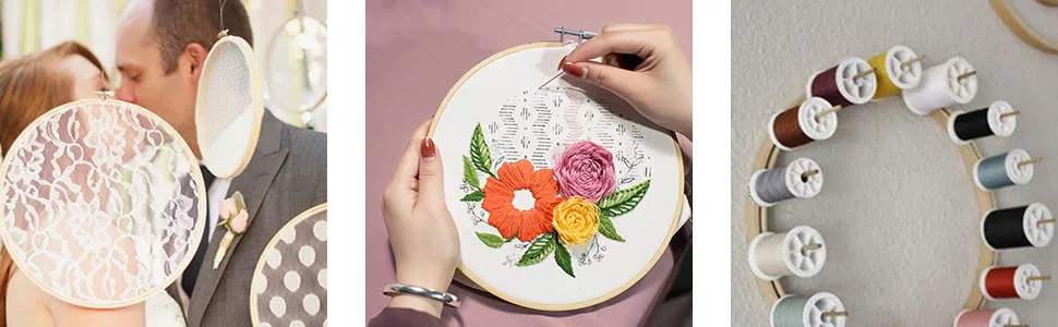 Similane 5 Pieces Embroidery Hoops Bamboo Circle Cross Stitch Hoop Ring 5 inch to 10 inch for Embroidery and Cross Stitch - product information 6