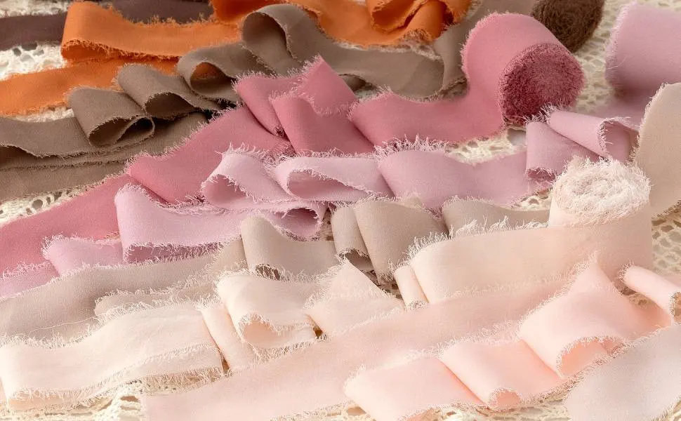 JEDIA Chiffon Ribbon  3 Rolls Champagne Beige Ribbon for Gift Wrapping  1.5 x 7Yd Chiffon Ribbon Set for Wedding  Bouquet Wrap  Bridal Bouquets  Wedding Invitations  DIY Crafts Beige pink 3 Rolls  1.5*21YD - product information 20
