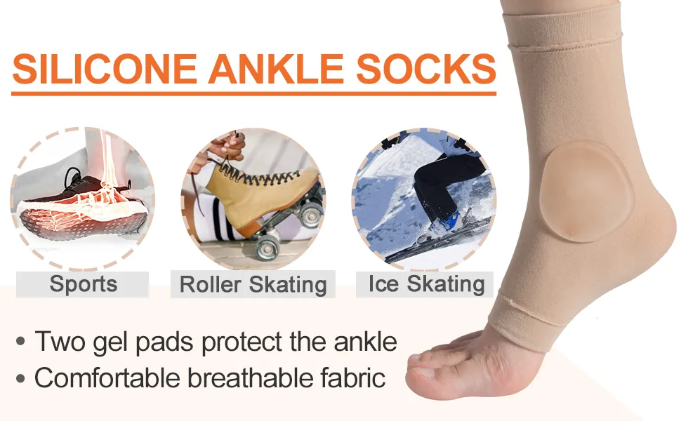 Povihome Elasticated Malleolar Sleeve with Two Gel Pads for Ankle Bone Cushioning & Protector  Great for Running  Skating  Cleats and Athletic Footwear - 1 Pair - product information 9