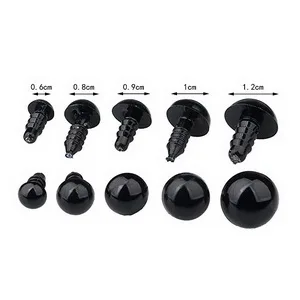 200 pcs 6-12 mm Plastic Safety Eyes  Black Safety Eyes Doll Making with Washer for Toy Making DIY Crafts - product information 3
