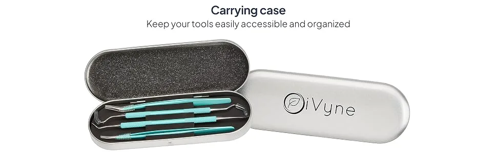 Premium Vinyl Weeding Tool Kit - Precision Stainless Steel Weeder - Hook and Pick with Fine Tweezers Crafting Set - by iVyne Light Blue - ivyne Complete weeding kit with cover