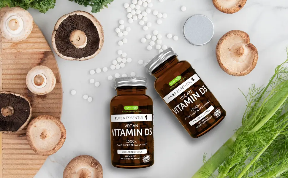 High Absorption Vegan Vitamin D3 1000IU  365 Tablets  100% Plant-Based & Non-GMO  Immune & Muscle Function  Bones & Teeth  Natural Algae Cholecalciferol  1-Year Supply - vegan vitamin d3 algae 1000iu