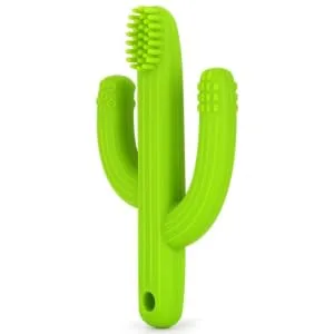 Baby Cactus Teether - Infant Training Toothbrush (Green) - small size
