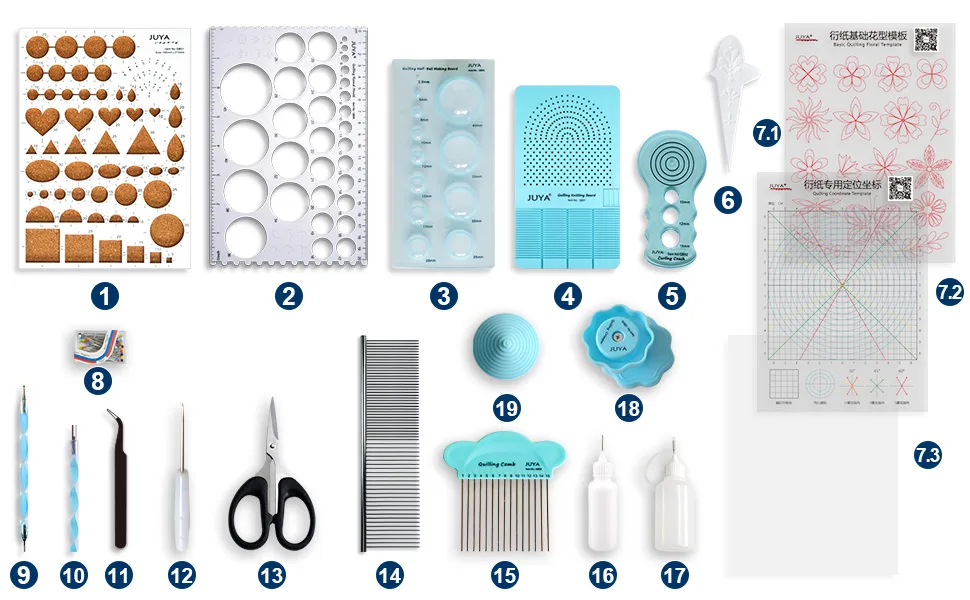 JUYA Paper Quilling Kit with 960 Strips and 14 Tools (Blue Tools  Width 3mm Have Glue) Width 3mm have Glue Blue Tools - Quilling Tools