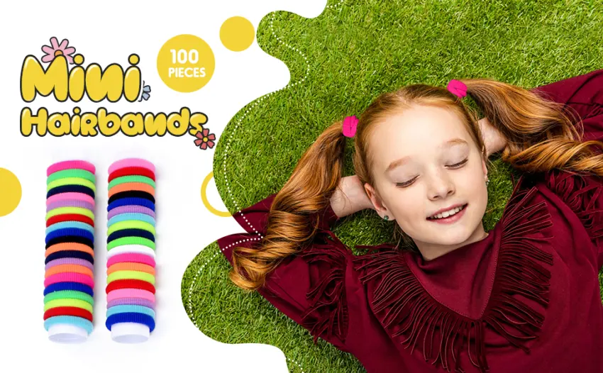 100 Pieces Elastic Hair Ties Mini Hair Bands Tiny Rubber Bands Colored Girls Ponytail Holders for Baby Kids - product information 2