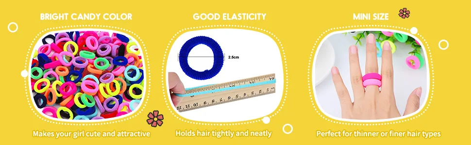 100 Pieces Elastic Hair Ties Mini Hair Bands Tiny Rubber Bands Colored Girls Ponytail Holders for Baby Kids - product information 6