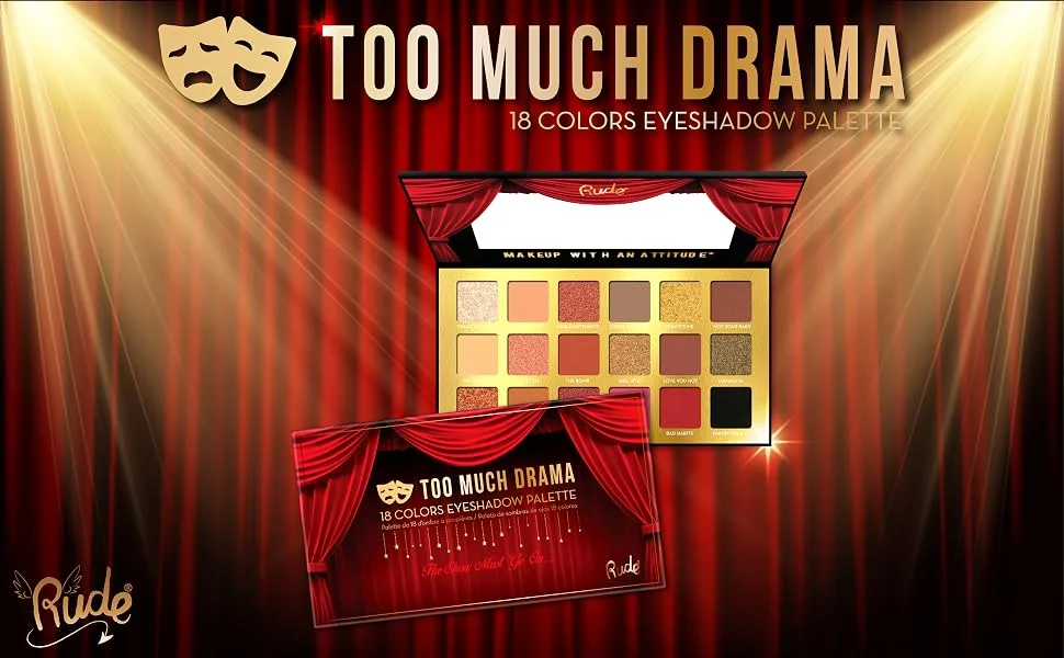 Rude - Too Much Drama - 18 Eyeshadow Palette - makeup eyeshadow palette too much drama eyes matte shimmer
