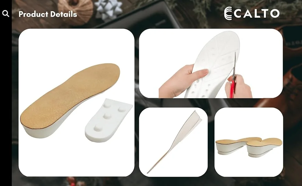 Height Increase Insole - Genuine Sheep Leather Comfort Adjustable Elevator Shoe Lift Insert - 1.5 Inches Taller - Medium (US Men Size 6   10) - IK306 - 3