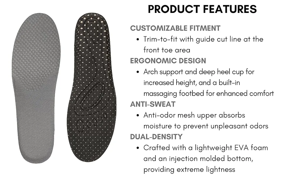 Height Increase Insole - Mid Sole Arch Support Front Messaging Height Insoles For Men - 0.8 inches Taller (Men)   OSFA (US Men Size 6.5   11.5) - IK304 - 2