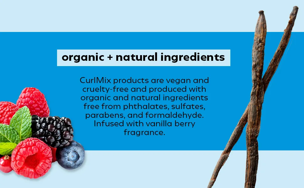 CurlMix Organic Moisturizer for Curly Hair with Avocado and Castor Oil - Strengthen - Vanilla Berry - 8 fl oz - vanilla berry
