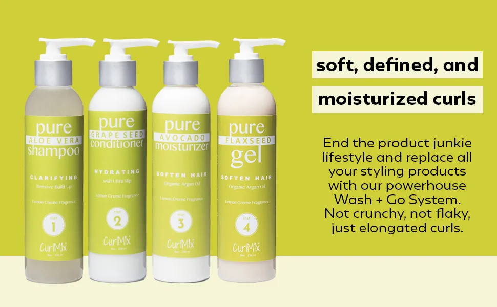 CurlMix Organic Moisturizer for Curly Hair with Avocado and Argan Oil - Softens - Lemon Creme - 8 fl oz - lemon creme