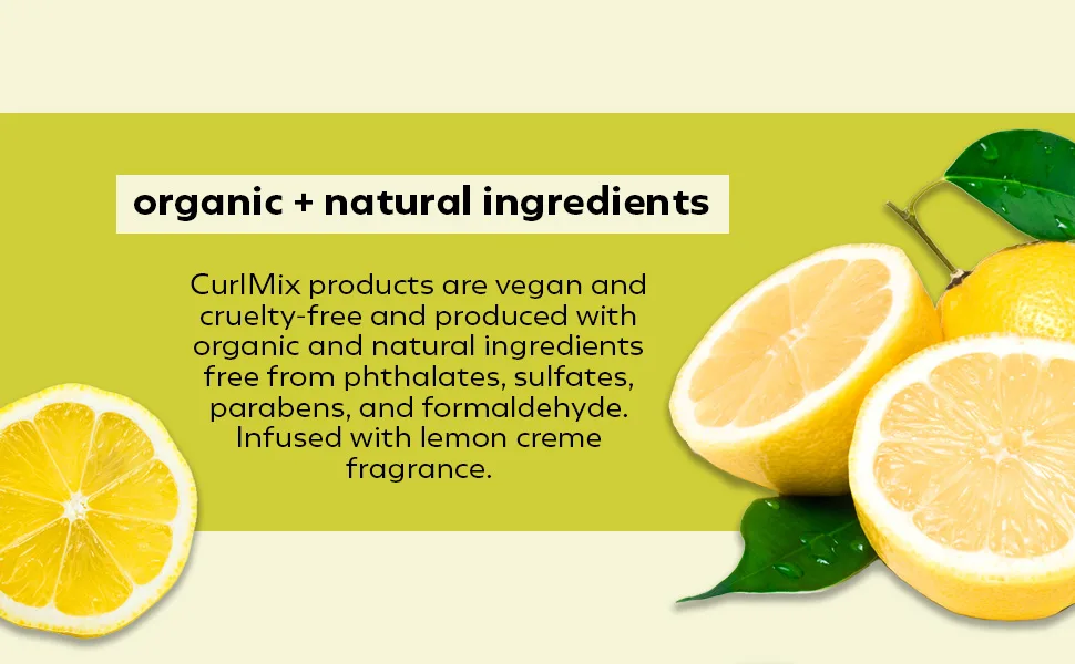 CurlMix Organic Moisturizer for Curly Hair with Avocado and Argan Oil - Softens - Lemon Creme - 8 fl oz - lemon creme