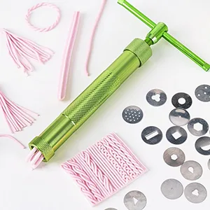 Darnell Nehemiah Metal Alloy Sugar Paste Extruder Craft Gun with 20 Tips Sugar Craft Fondant Cake Sculpture Polymer Clay Tool Perfect (Green) - Clay extractor