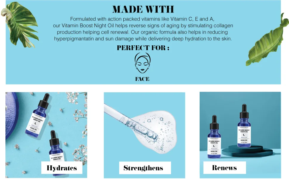 Vitamin Boost Night Facial Serum - Vitamin A  C and E for Anti-Aging  Wrinkle & Fine Line Reduction  Brightening  Damage Repairing Solution - 2 Fl Oz - product information 2