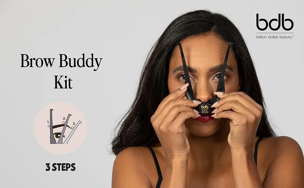 Billion Dollar Brows 2-Piece Brow Buddy Contour Stencil Microblading Kit for Symmetrical Eyebrows  Black - product information 1