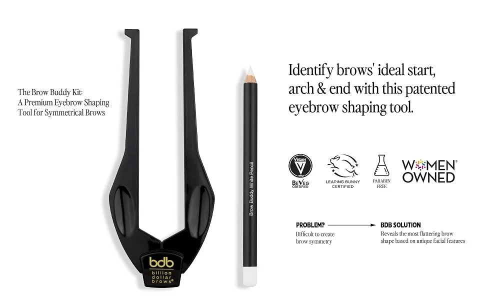 Billion Dollar Brows 2-Piece Brow Buddy Contour Stencil Microblading Kit for Symmetrical Eyebrows  Black - product information 2
