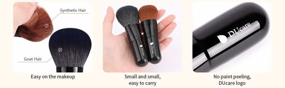 DUcare Kabuki Makeup Brushes Foundation Powder Blush Brushes Set 2 PCS - Buffing Stippling Liquid Blending Mineral Powder Makeup Tools Black brown - product information 25