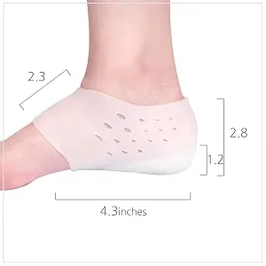 FOOTINSOLE.COM 1 Inch Height Increase Gel Sleeves - Silicone Heel Socks - Invisible Heel Protector (With Holes  1 Pair) 1 Pair - Holes - heel cushion