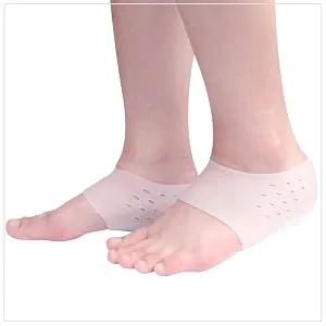 FOOTINSOLE.COM 1 Inch Height Increase Gel Sleeves - Silicone Heel Socks - Invisible Heel Protector (With Holes  1 Pair) 1 Pair - Holes - Height Increase Insole