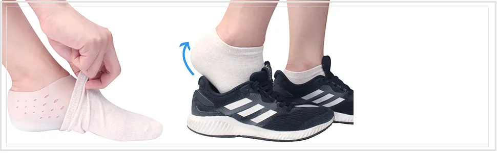 FOOTINSOLE.COM 1 Inch Height Increase Gel Sleeves - Silicone Heel Socks - Invisible Heel Protector (With Holes  1 Pair) 1 Pair - Holes - Silicone Gel Inserts Socks