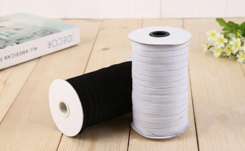 Abbaoww 144 Yard 3/8 Inch White Braided Elastic  Springy Stretch Braided Elastic Cord Elastic Band for Sewing White 3/8 Inch - Braided Elastic