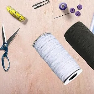 Abbaoww 144 Yard 3/8 Inch White Braided Elastic  Springy Stretch Braided Elastic Cord Elastic Band for Sewing White 3/8 Inch - Knitting