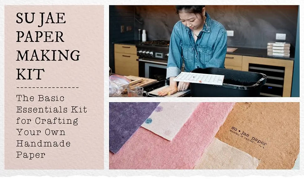 Waterproof Paper Making Screen Kit to Craft Your Own Handmade A5 Paper: Wood Deckle  Mesh Screen  Plastic Grid  Confetti  Sponge  4 Couch Felts & Video Instructions - Hero