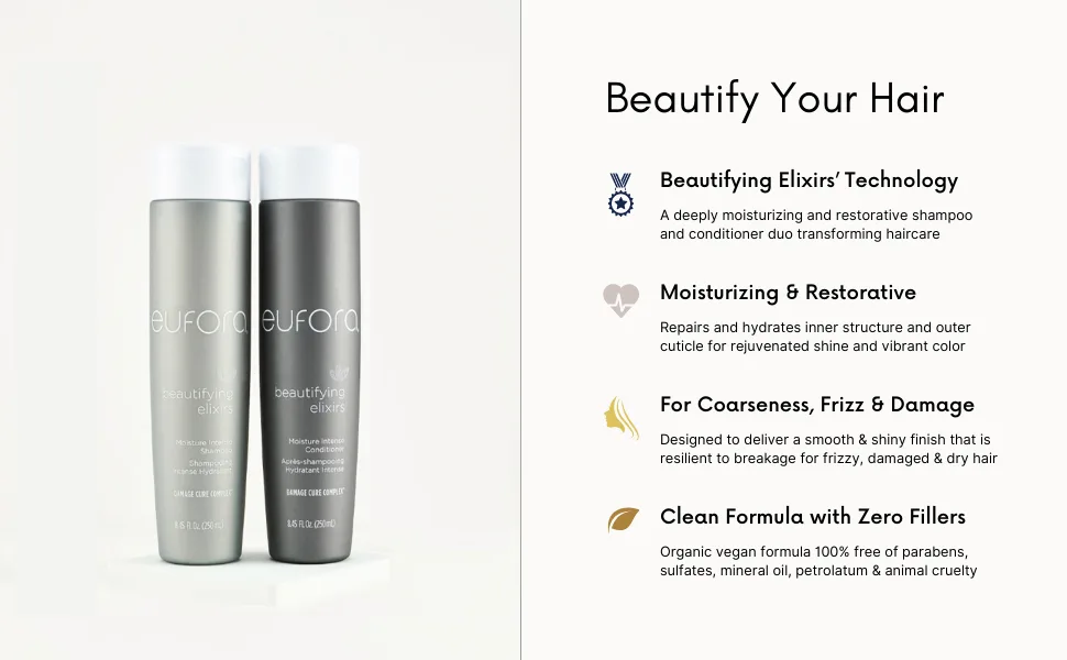 Eufora Beautifying Elixirs Moisture Intense Shampoo and Conditioner  8.5 Ounce - BE Moisturize Intense DUO